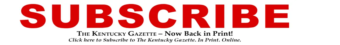 A red and white logo for the kentucky gazette.