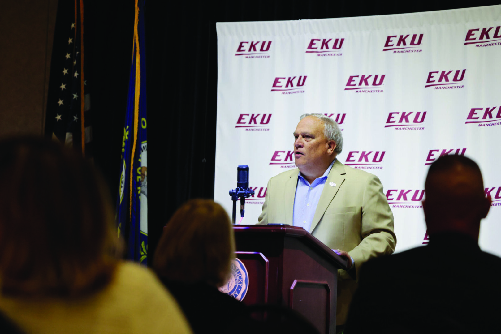 State Sen. Robert Stivers, R-Manchester, addresses the audience at a Sept. 12 event in Manchester, celebrating the fundraising progress for the EKU Manchester Endowed Scholarship Fund. Photo submitted