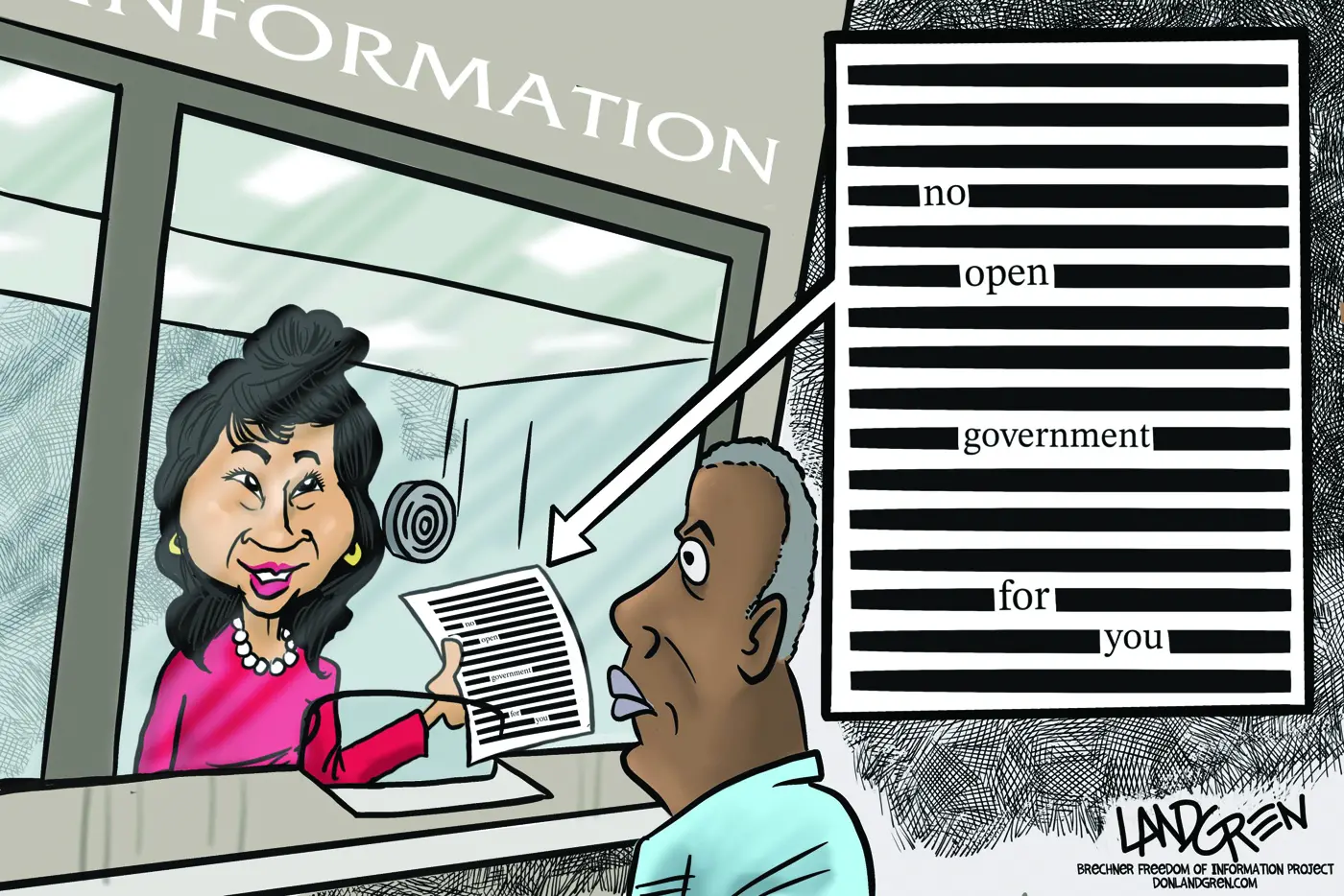 Cartoon by Don Landgren for Brechner Freedom of Information Project