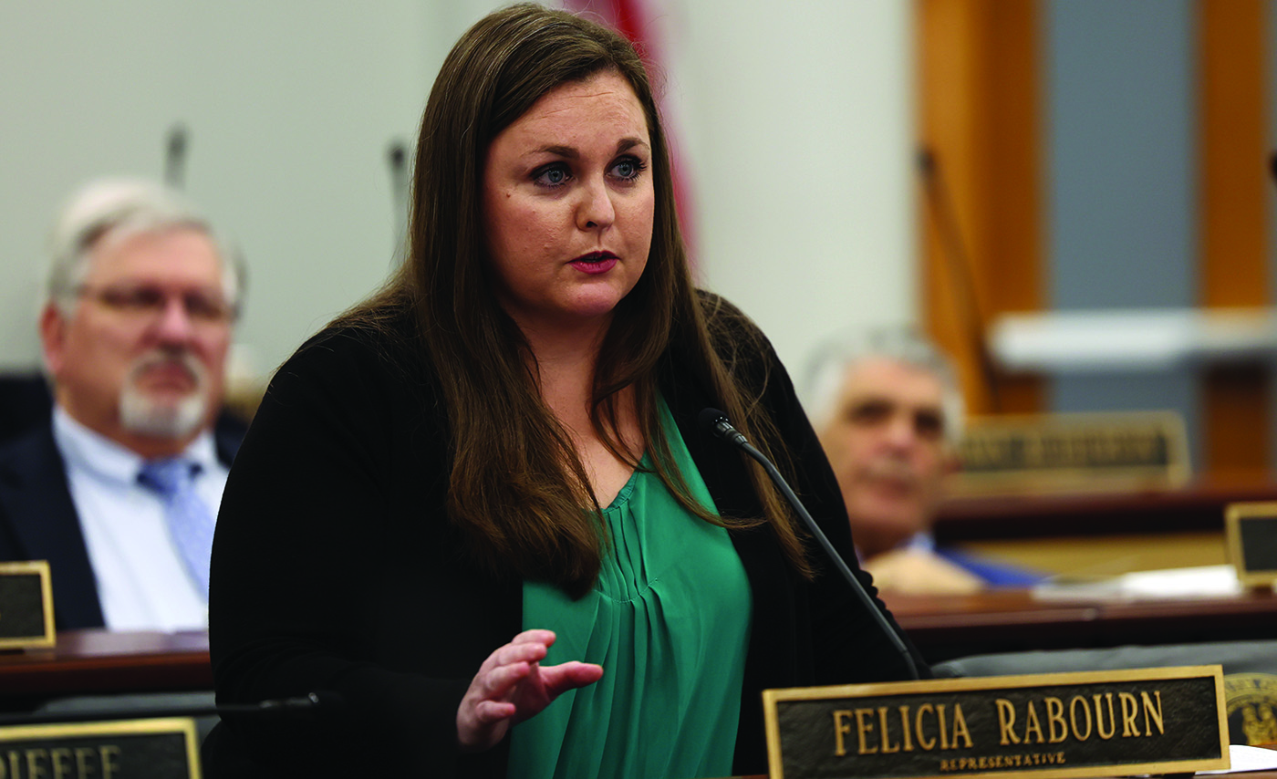 FRANKFORT, March. 27 – Rep. Felicia Rabourn, R-Turners Station, speaks on Senate Bill 110, an act related to motor vehicles, during Friday’s House proceedings. Photo: Legislative Research Commission